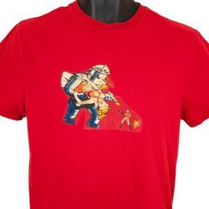 Rampaging Robot T Shirt Mens Size Small Red Out Of This World Sci Fi 50s Comic